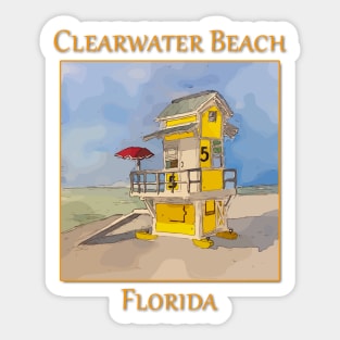 Cute lifeguard tower in Clearwater Beach Florida Sticker